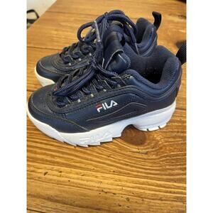 Fila Disruptor II Kids Navy Chunky Sneakers Size 11 Retro 90s Dad Shoes